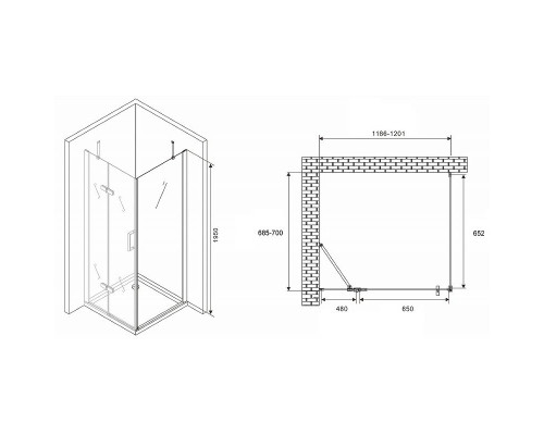 Душевой уголок Abber Zart 120x70 AG08120-S71 профиль Хром стекло прозрачное