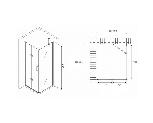 Душевой уголок Abber Zart 90x80 AG08090P-S81 профиль Хром стекло прозрачное