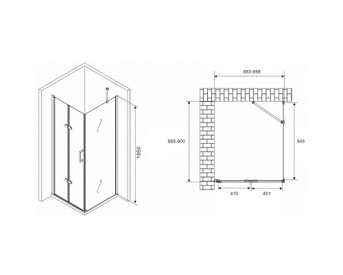 Душевой уголок Abber Zart 90x90 AG08090P-S91 профиль Хром стекло прозрачное