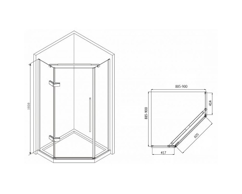 Душевой уголок Abber Ewiges Wasser 90x90 AG05090M профиль Хром стекло матовое