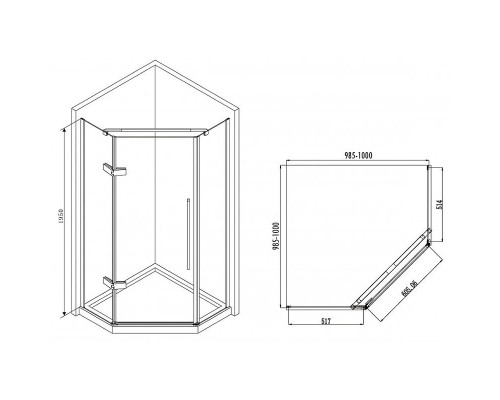 Душевой уголок Abber Ewiges Wasser 100x100 AG05100M профиль Хром стекло матовое