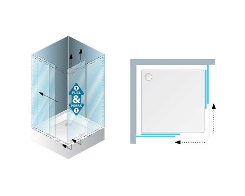 Душевой уголок Kolpa San Eco Quat TKK 80x80 538550 профиль Хром стекло прозрачное