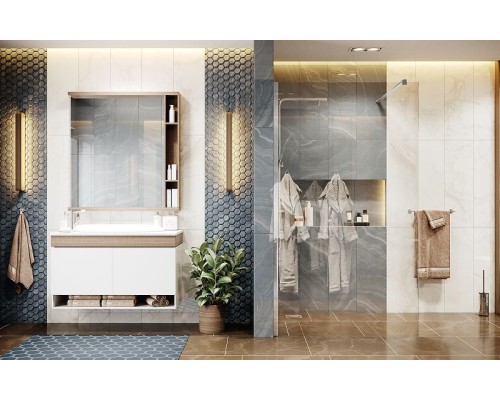 Душевая перегородка Ambassador Walk-in 90х200 15031101 профиль Хром стекло прозрачное