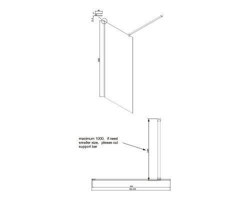 Душевая перегородка Ambassador Walk-in 90х200 15031101 профиль Хром стекло прозрачное