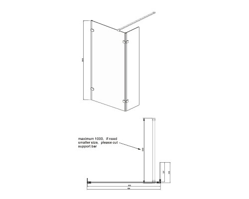 Душевая перегородка Ambassador Walk-in 90х200 15031105 профиль Хром стекло прозрачное