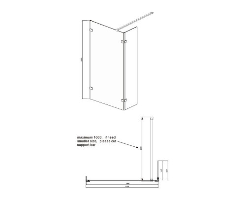 Душевая перегородка Ambassador Walk-in 110х200 15031107 профиль Хром стекло прозрачное