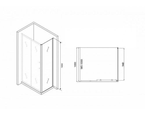 Душевая стенка Abber Schwarzer Diamant 100 S100B профиль Черный стекло прозрачное