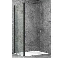 Душевая перегородка Abber S80B 80x190 профиль Черный стекло прозрачное