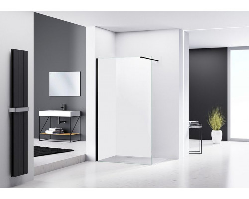 Душевая перегородка Abber AG61100B 100x200 профиль Черный стекло прозрачное