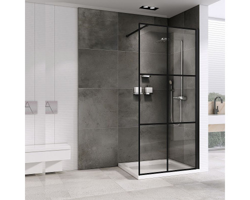 Душевая перегородка Abber Immer Offen 120 AG62120B профиль Черный стекло прозрачное