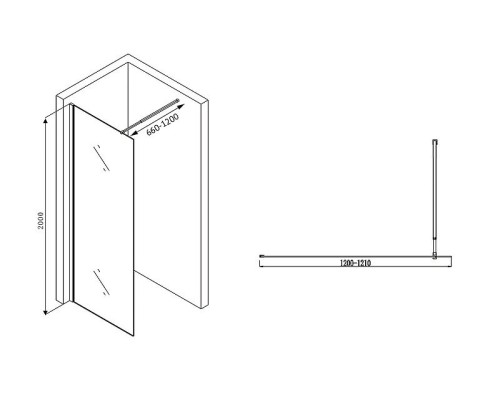 Душевая перегородка Abber Immer Offen 120 AG61120 профиль Хром стекло прозрачное
