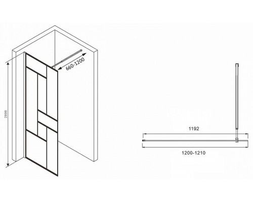 Душевая перегородка Abber Immer Offen 120 AG63120B8 профиль Черный стекло прозрачное