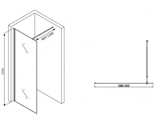Душевая перегородка Abber Immer Offen 100 AG61100B8 профиль Черный стекло прозрачное