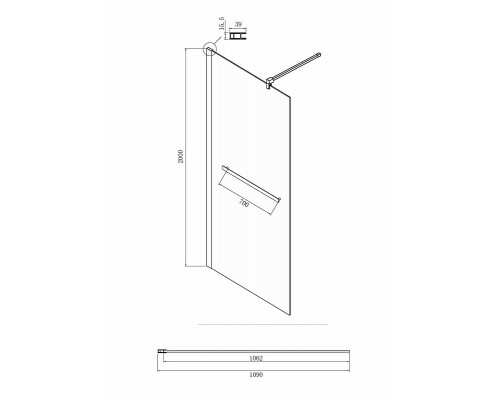Душевая перегородка Ambassador Walk-in 110х200 15031134 профиль Хром стекло прозрачное