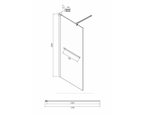 Душевая перегородка Ambassador Walk-in 120х200 15031133 профиль Хром стекло прозрачное