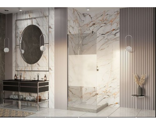 Душевая перегородка Ambassador Walk-in 80х200 15034129 профиль Хром стекло прозрачное с матовой линией