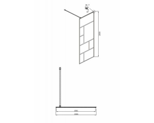 Душевая перегородка Ambassador Walk-in 110х200 15031214 профиль Черный стекло прозрачное