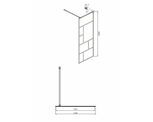 Душевая перегородка Ambassador Walk-in 120х200 15031215 профиль Черный стекло прозрачное