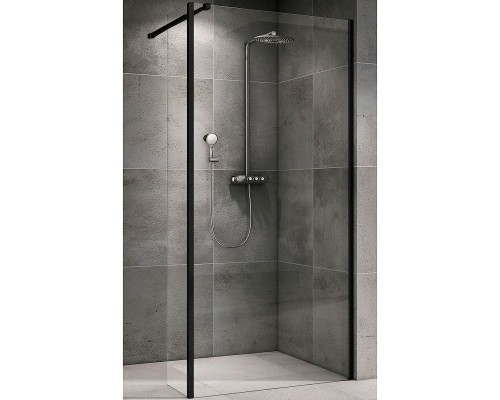 Душевая перегородка Abber Immer Offen 120 AG66120B профиль Черный стекло прозрачное