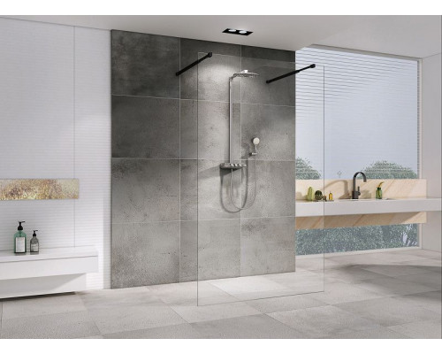 Душевая перегородка Abber Immer Offen 120 AG68120B8 профиль Черный стекло прозрачное