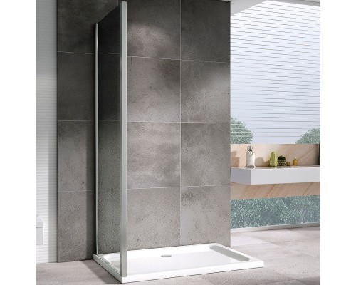 Душевая стенка Abber Schwarzer Diamant 80x195 S80 профиль Хром стекло прозрачное