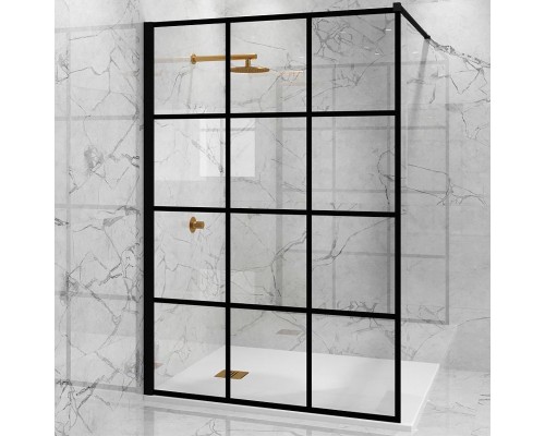 Душевая перегородка Paini 100 Walk-In 100G профиль Черный матовый стекло прозрачное с рисунком