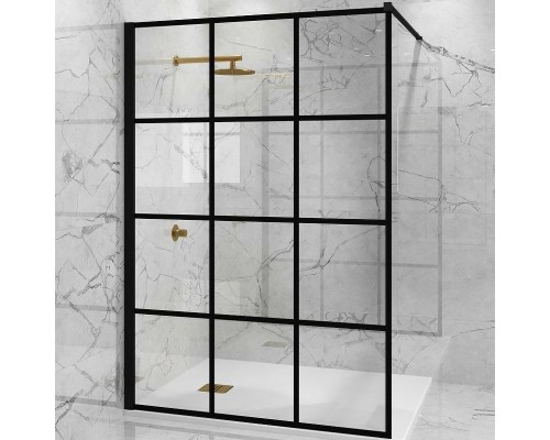 Душевая перегородка Paini 100 Walk-In 100G профиль Черный матовый стекло прозрачное с рисунком