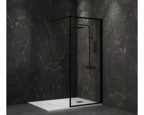 Душевая перегородка Paini 80 Walk-In 80F профиль Черный матовый стекло прозрачное