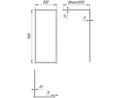 Душевая перегородка Paini 80 Walk-In 80F профиль Черный матовый стекло прозрачное