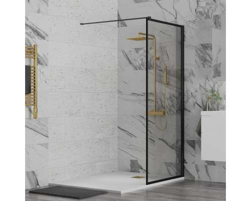 Душевая перегородка Paini 80 Walk-In 80F профиль Черный матовый стекло прозрачное