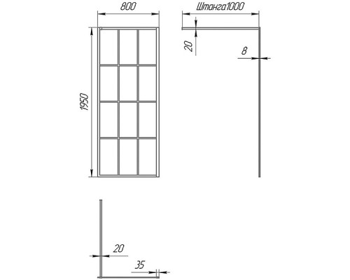 Душевая перегородка Paini 80 Walk-In 80G профиль Черный матовый стекло прозрачное с рисунком