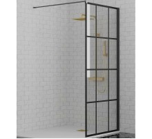 Душевая перегородка Paini 80 Walk-In 80G профиль Черный матовый стекло прозрачное с рисунком