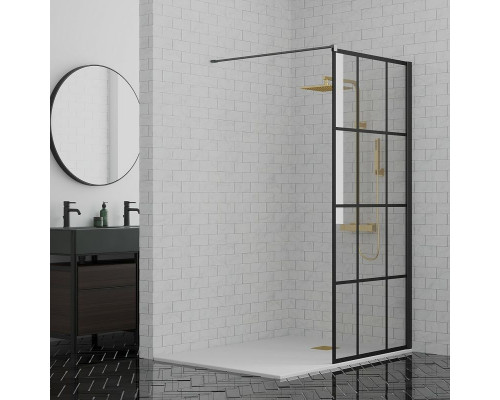 Душевая перегородка Paini 80 Walk-In 80G профиль Черный матовый стекло прозрачное с рисунком