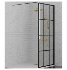 Душевая перегородка Paini 90 Walk-In 90G профиль Черный матовый стекло прозрачное с рисунком