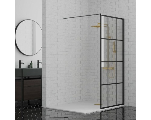 Душевая перегородка Paini 90 Walk-In 90G профиль Черный матовый стекло прозрачное с рисунком