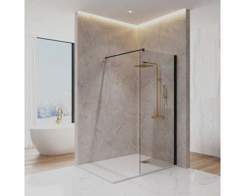 Душевая перегородка Paini 90 Walk-In 90C профиль Черный матовый стекло прозрачное