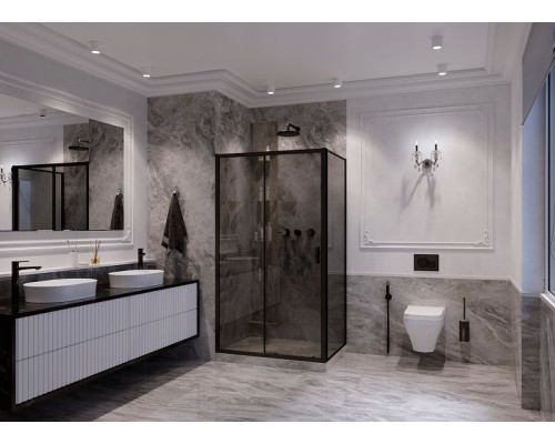 Душевая стенка Ambassador Forsa 80 80ABB профиль Черный стекло тонированное