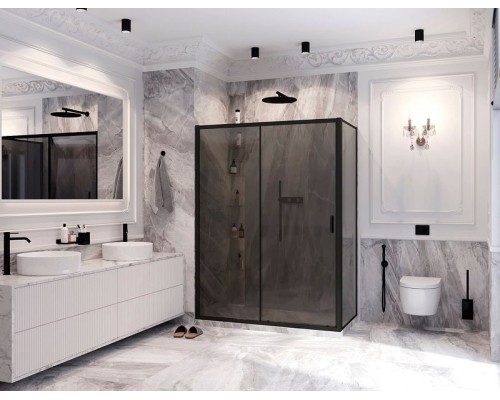 Душевая стенка Ambassador Forsa 80 80ABB профиль Черный стекло тонированное