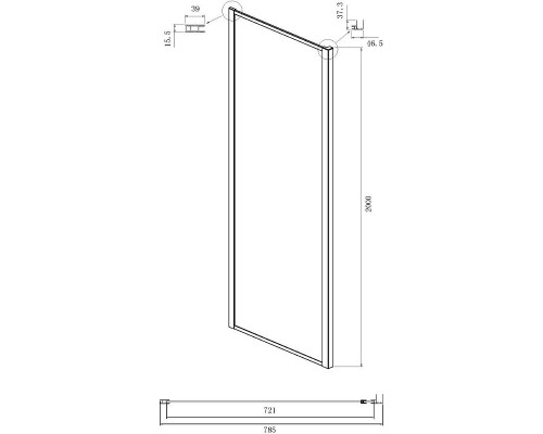 Душевая стенка Ambassador Forsa 80 80ABB профиль Черный стекло тонированное