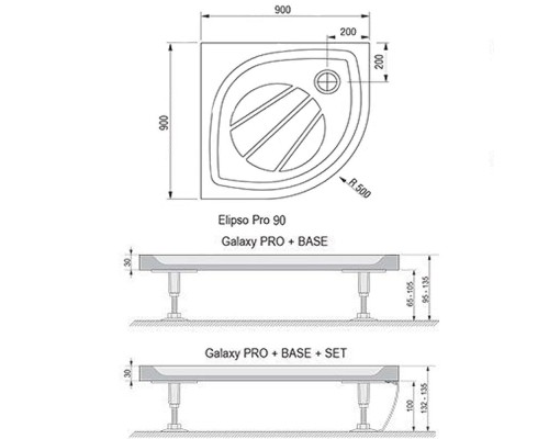 Душевой поддон из искусственного камня Ravak Elipso Pro 90х90 XA237701010 Белый