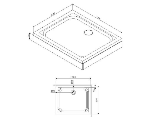 Акриловый поддон для душа AM.PM Gem 100x80 W90T-404-100280W Белый