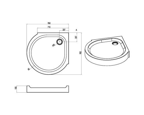 Акриловый поддон для душа AM.PM Like Round 95х95 W83T-333-095W Белый