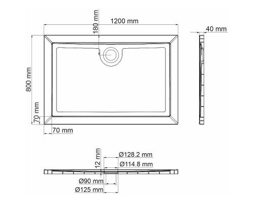 Душевой поддон из стеклопластика WasserKRAFT Salm 120x80 27T06 Белый глянец