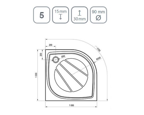 Душевой поддон из искусственного камня Ravak Elipso Pro 100х100 XA23AA01010WM Белый матовый