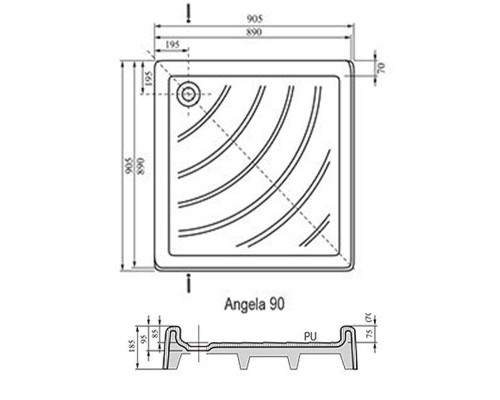 Акриловый поддон для душа Ravak Angela 90х90 PU A007701120 Белый