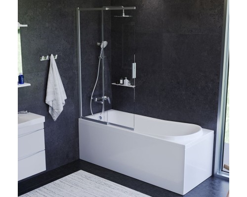 Шторка на ванну AM.PM Like W80S-100PS-150MT 100x150 профиль Хром матовый стекло прозрачное