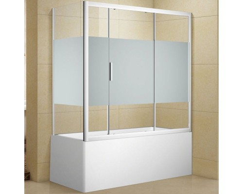 Шторка на ванну Aquanet Practic AE10-B180H150U-CP 180 243614 профиль Хром стекло прозрачное с шелкографией без боковой стенки