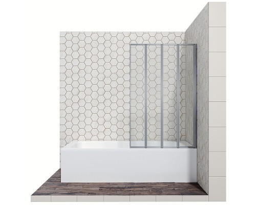 Шторка на ванну Ambassador Bath Screens 100х140 16041111R профиль Хром стекло CrystalPure