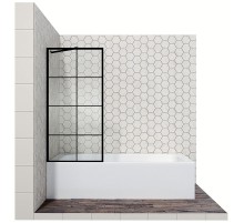 Шторка на ванну Ambassador Bath Screens 80х140 16041209 профиль Черный стекло прозрачное