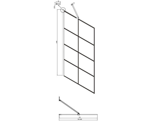 Шторка на ванну Ambassador Bath Screens 80х140 16041209 профиль Черный стекло прозрачное